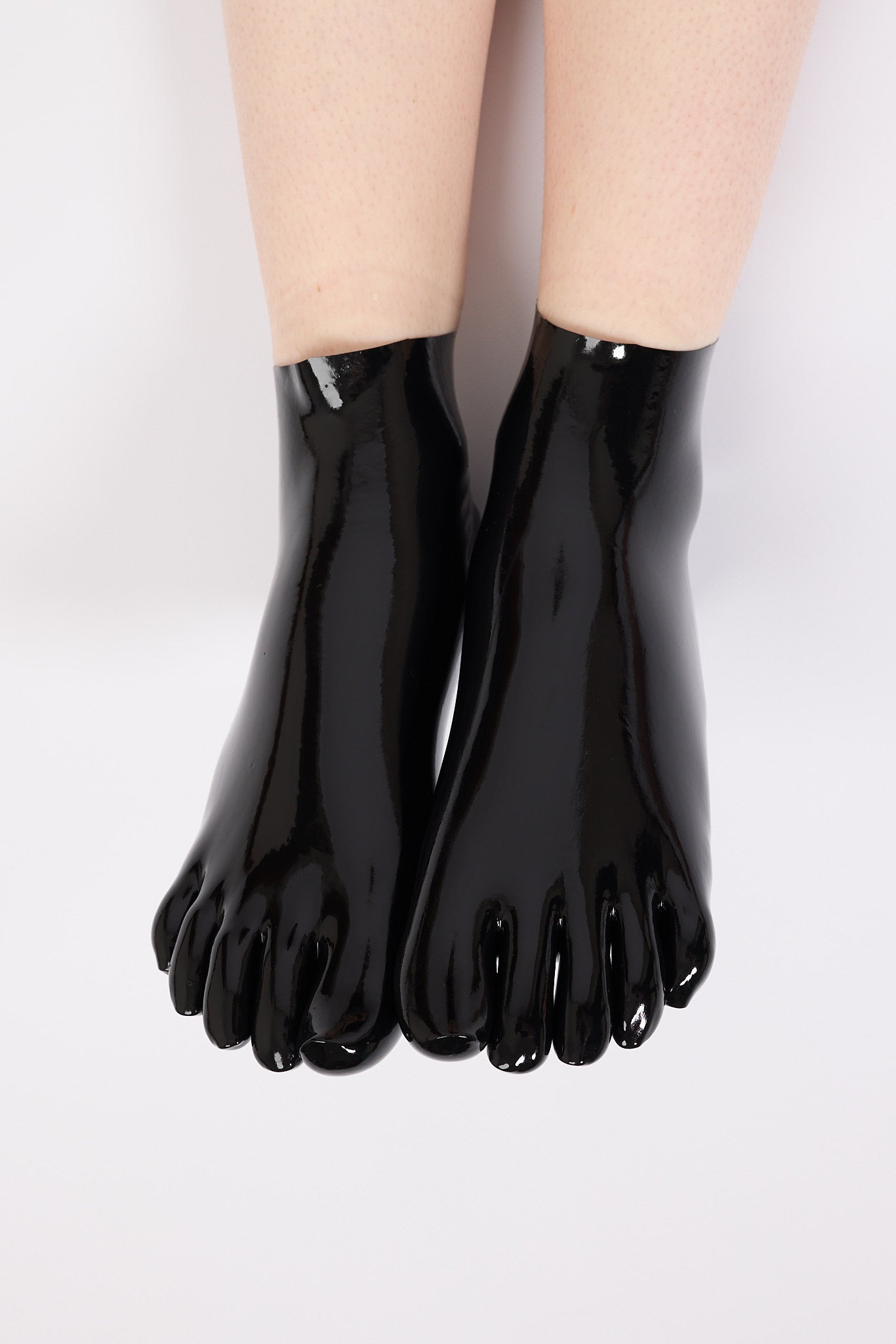 Latex Toe Socks - Ankle - Obsidian Black