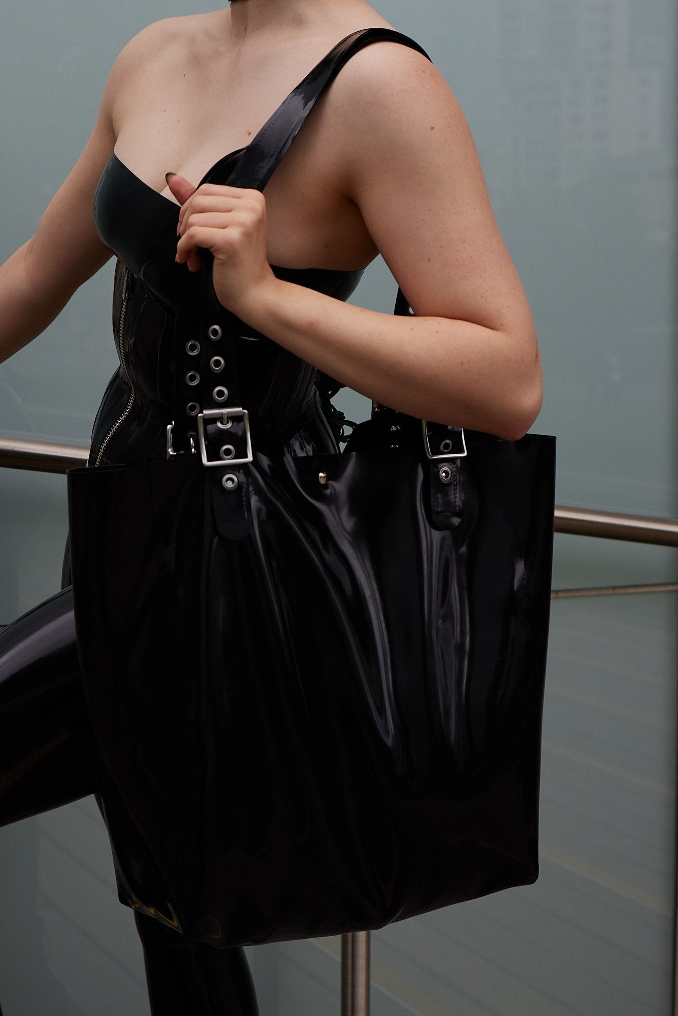 Black Latex Tote Bag